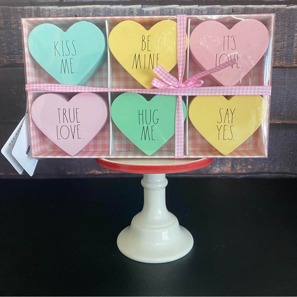 Rae Dunn Wood Conversation Heart Decor Set